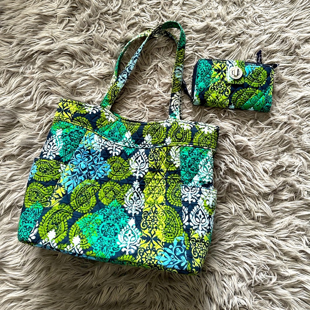 Vera Bradley Blue and Green Tote Bag